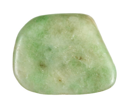 specimen of natural tumbled grossular-vesuvian rodingite mineral cutout on white background
