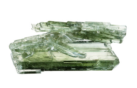 specimen of natural raw zoisite crystals cutout on white background
