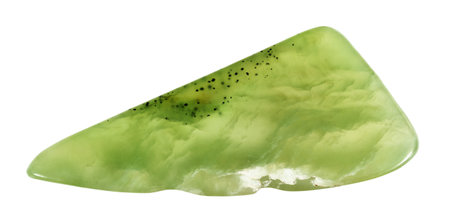 specimen of natural polished vesuvianite mineral cutout on white backgroundの写真素材