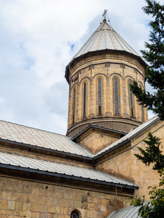 cupola of Tbilisi Sioni Cathedral in old Tbilisi city on cloudy summer day, Georgiaの写真素材