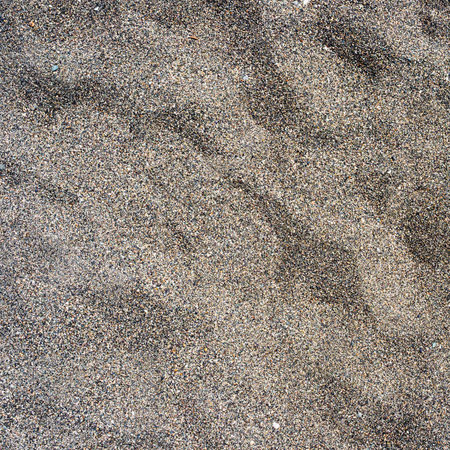 square natural background - dark sand on beach of Black sea in Batumi city, Georgia on sunny summer dayの写真素材