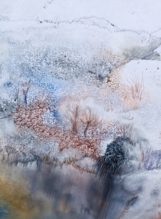 Winter lake, snow, reflectionの写真素材