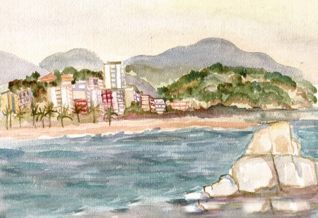 View on the coastal city of Spainの写真素材