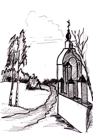 Ancient walls of monasteryの写真素材