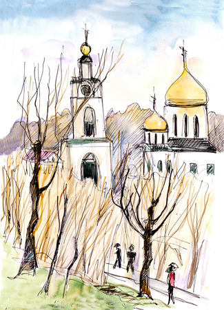 Kremlin of city Dmitrov, autumn, Octoberの写真素材