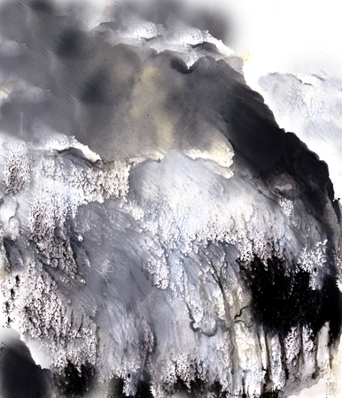 bad weather forest under wind and rainの写真素材