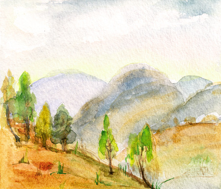 Panorama of mountains near Batumy, sunny dayの写真素材