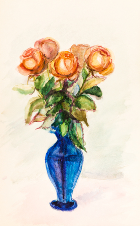 Bouquet of flowers, roses in glass vaseの写真素材