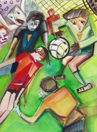 The World championship on football, dangerous position at football gateの写真素材