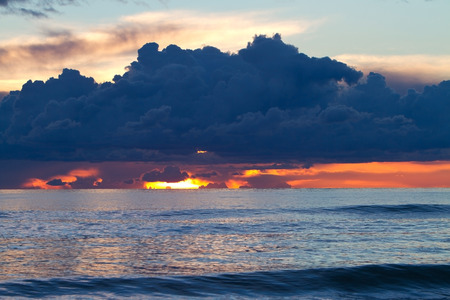 Sunset on the Tyrrhenian Sea in Italyの写真素材