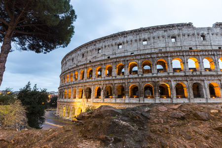 Cityscape of the Colosseum in Rome during the Christmas holidaysの写真素材