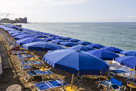 Beach of Santa Severa on the Tyrrhenian Sea in Italy.の写真素材