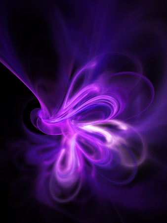 Fractal smoke. Abstract blurred blue swirl on black background. Fantasy design for posters, greeting cards or t-shirts. Digital art. 3D rendering.の写真素材