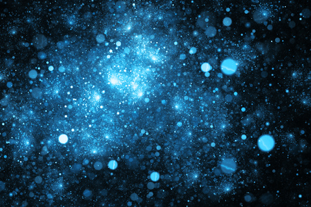 Abstract blue sparkles on black background. Fantasy fractal art. 3D rendering.の写真素材