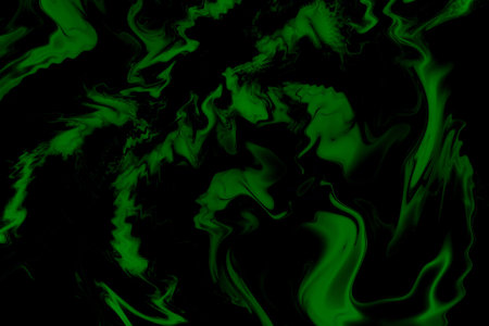 Abstract swirly texture. Fantasy fractal background in green and black colors. Digital art. 3D rendering.の写真素材