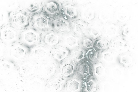 Abstract geometric texture with silver drops on white background. Fantasy fractal design. Digital...