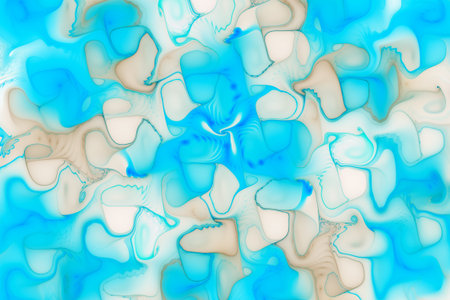 Abstract beige and blue wavy background. Psychedelic fractal texture. Digital art. 3D rendering.
