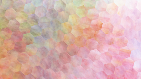 Abstract yellow, and pink hexagonal texture. Geometric fractal background. Fantasy digital art. 3D rendering.の写真素材
