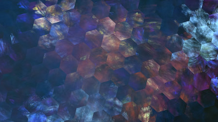 Abstract colorful hexagonal texture. Geometric fractal background. Fantasy digital art. 3D...