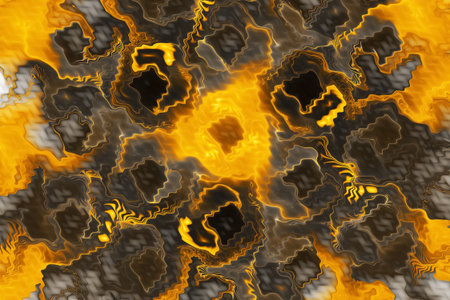 Abstract golden and grey wavy background. Psychedelic fractal texture. Digital art. 3D rendering.
