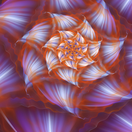Abstract exotic flower. Close-up view. Fantasy fractal design. Psychedelic digital art. 3D rendering.の写真素材