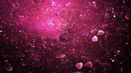 Abstract rose sparkling particles. Holiday background. Digital fractal art. 3d rendering.の写真素材