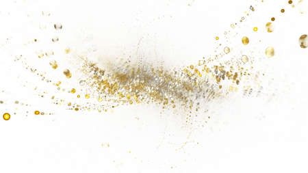 Abstract golden sparkling bubbles. Holiday background. Digital fractal art. 3d rendering.の写真素材