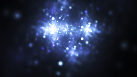 Abstract defocused blue bokeh background. Fractal art. 3d rendering.