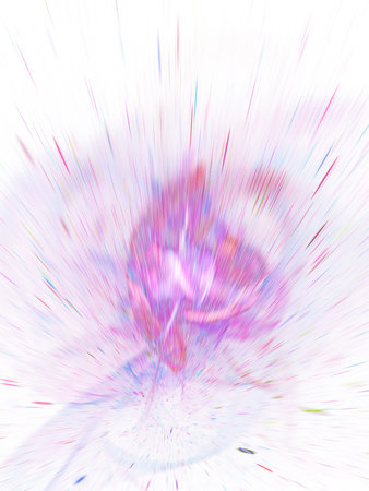 Abstract holiday background with blurred pink rays and sparkles. Fantastic light effect. Digital...