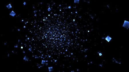 Abstract shiny blue particles. Chaotic fractal background. Digital art. 3D rendering.の写真素材