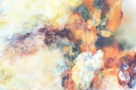 Abstract blue and golden fantastic clouds. Colorful fractal background. Digital art. 3d rendering.