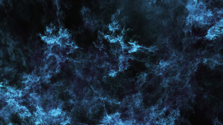 Abstract blue and black fantastic clouds. Colorful fractal background. Digital art. 3d rendering.