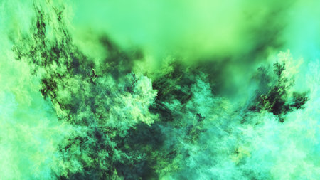 Abstract fantastic green clouds. Colorful fractal background. Digital art. 3d rendering.