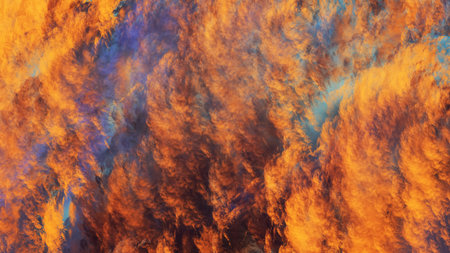 Abstract blue and orange fantastic clouds. Colorful fractal background. Digital art. 3d rendering.