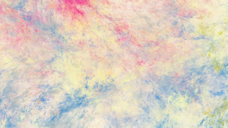 Abstract blue and yellow fantastic clouds. Colorful fractal background. Digital art. 3d rendering.