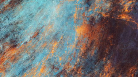 Abstract blue and orange fantastic clouds. Colorful fractal background. Digital art. 3d rendering.