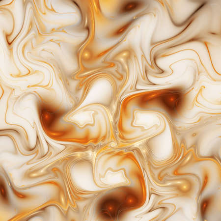Abstract glossy orange zigzag pattern. Digital fractal art. 3d rendering.の写真素材