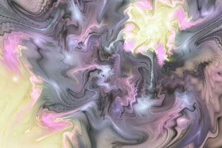 Abstract colorful gray, rose and yellow wavy texture. Fantasy fractal background. Digital art. 3D...