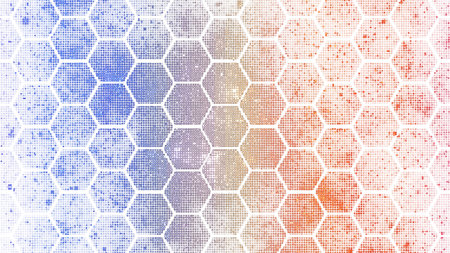 Abstract shiny geometric pixel background. Luxurious red and blue glitter. Digital fractal art. 3d...