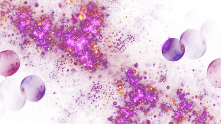 Abstract gold and violet sparkles. Fantasy holiday background. Digital fractal art. 3d rendering.