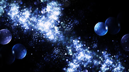 Abstract blue sparkles. Fantasy holiday background. Digital fractal art. 3d rendering.