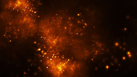 Abstract orange sparkles. Fantasy holiday background. Digital fractal art. 3d rendering.の写真素材