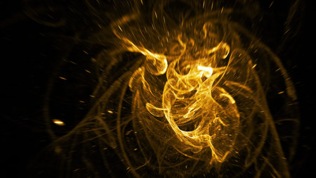 Abstract holiday background with blurred golden rays and sparkles. Fantastic light effect. Digital...