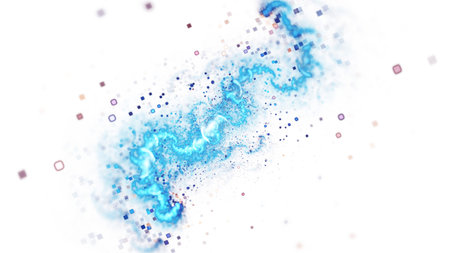 Abstract blurred blue and golden particles. Fantasy colorful holiday sparkle background. Digital...