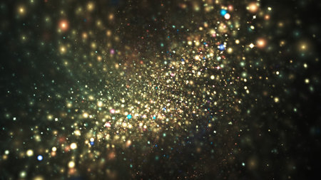 Abstract blurred golden lights. Fantasy holiday sparkle background. Digital fractal art. 3d
