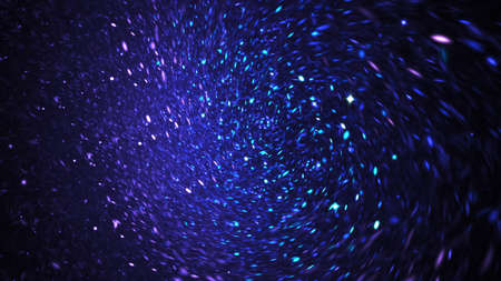 Abstract blue and violet blurred lights. Fantasy colorful holiday sparkle background. Digital fractal art. 3dの写真素材