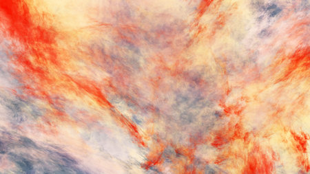 Abstract fantastic orange clouds. Colorful fractal background. Digital art. 3d rendering.