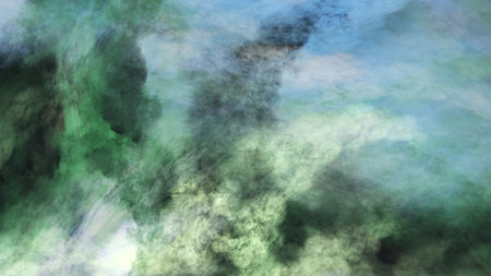 Abstract fantastic green and blue clouds. Colorful fractal background. Digital art. 3d rendering.