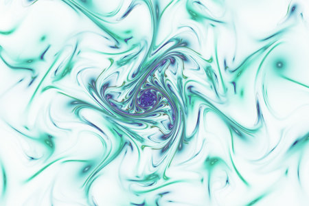 Abstract glossy green swirl. Fantastic wavy background. Digital fractal art. 3d rendering.