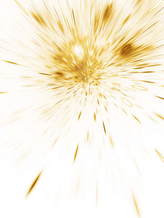 Abstract holiday background with blurred golden rays and sparkles. Fantastic light effect. Digital fractal art. 3d rendering.の写真素材